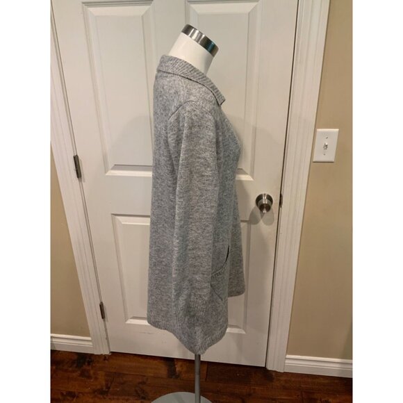 Alberto Makali Gray Silver Metallic V-Neck Popover Sweater Tunic, Size XL - Picture 3 of 6